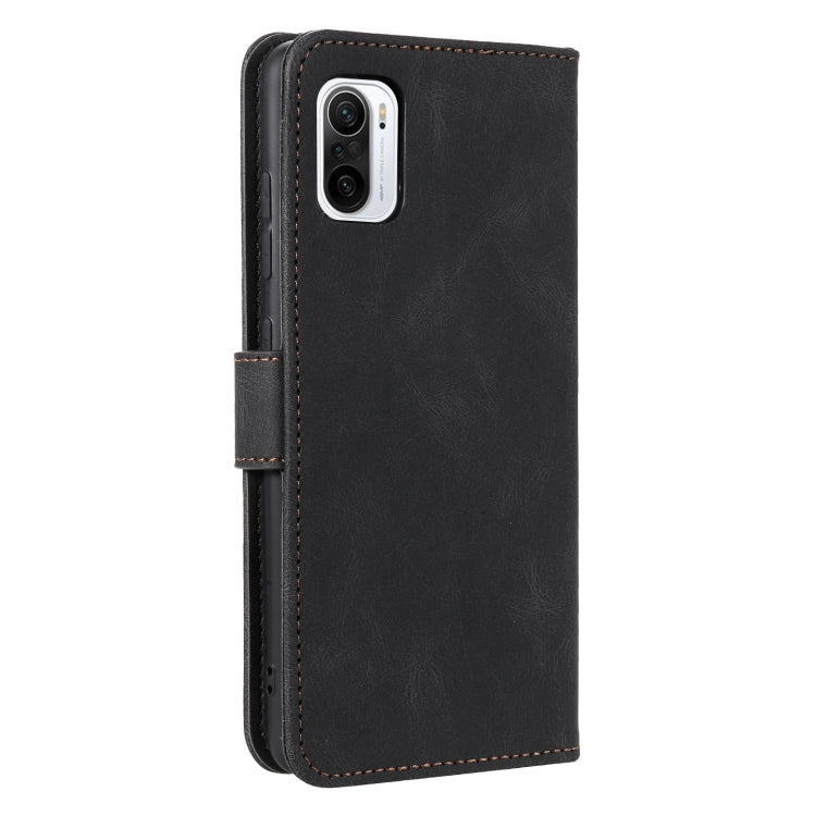 For Xiaomi Redmi K40 Stitching Calf Texture Horizontal Flip Leather Case with Holder & Card Slots & Wallet