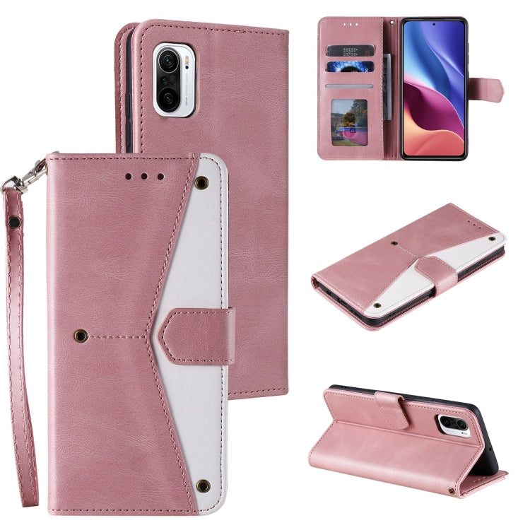 For Xiaomi Redmi K40 Stitching Calf Texture Horizontal Flip Leather Case with Holder & Card Slots & Wallet