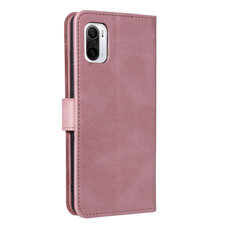 For Xiaomi Redmi K40 Stitching Calf Texture Horizontal Flip Leather Case with Holder & Card Slots & Wallet