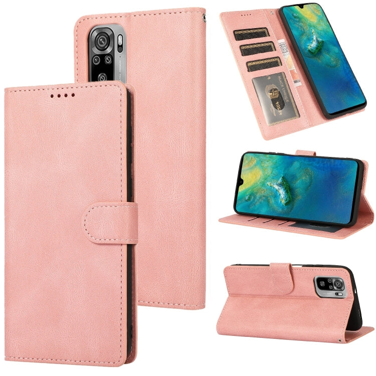For Xiaomi Redmi Note 10 Fantasy Classic Skin-feel Calfskin Texture Magnetic Buckle Horizontal Flip PU Leather Case with Holder & Card Slot & Wallet