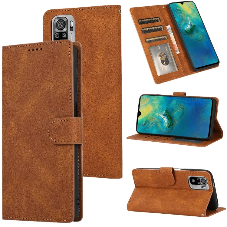 For Xiaomi Redmi Note 10 Fantasy Classic Skin-feel Calfskin Texture Magnetic Buckle Horizontal Flip PU Leather Case with Holder & Card Slot & Wallet