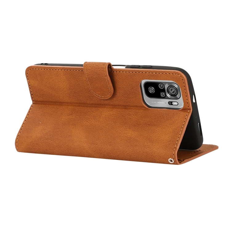 For Xiaomi Redmi Note 10 Fantasy Classic Skin-feel Calfskin Texture Magnetic Buckle Horizontal Flip PU Leather Case with Holder & Card Slot & Wallet