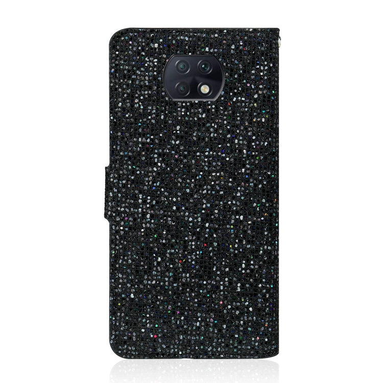 For Xiaomi Redmi Note 9 5G Glitter Powder Horizontal Flip Leather Case with Card Slots & Holder & Lanyard