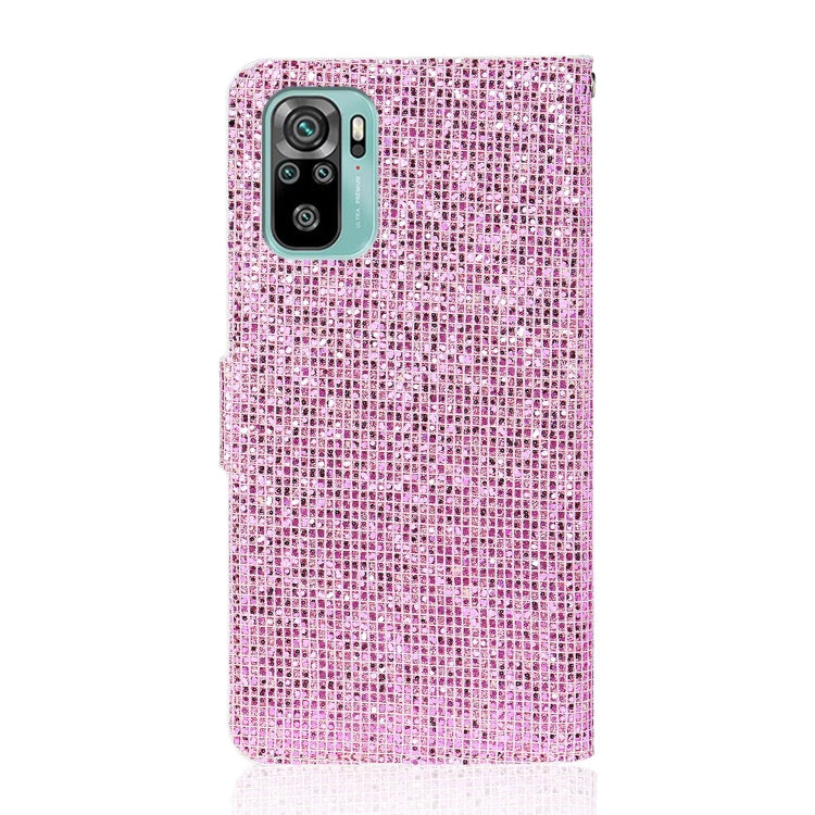 For Xiaomi Redmi Note 10 4G Glitter Powder Horizontal Flip Leather Case with Card Slots & Holder & Lanyard