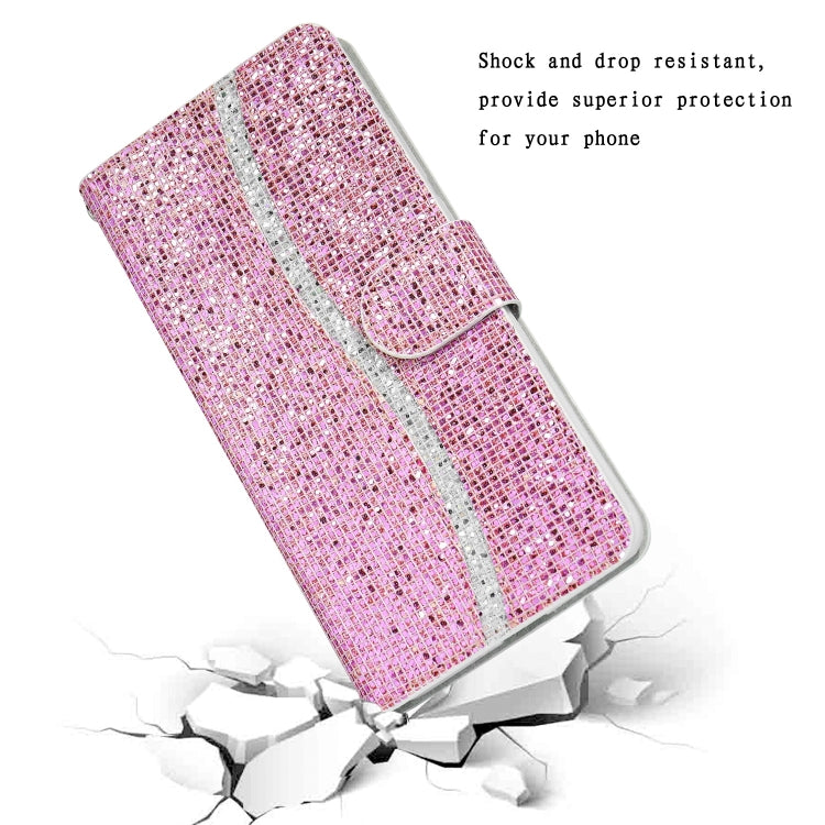 For Xiaomi Redmi Note 10 4G Glitter Powder Horizontal Flip Leather Case with Card Slots & Holder & Lanyard