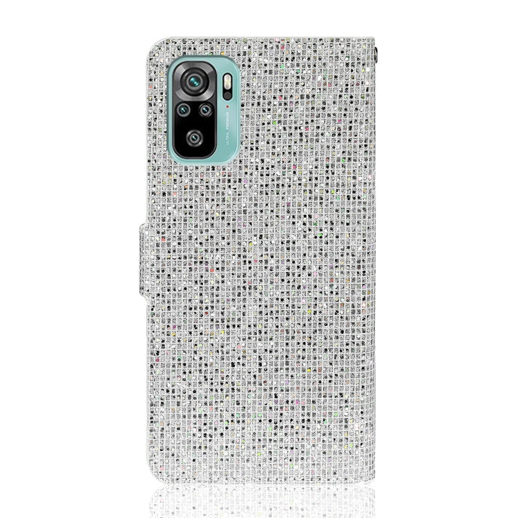 For Xiaomi Redmi Note 10 4G Glitter Powder Horizontal Flip Leather Case with Card Slots & Holder & Lanyard