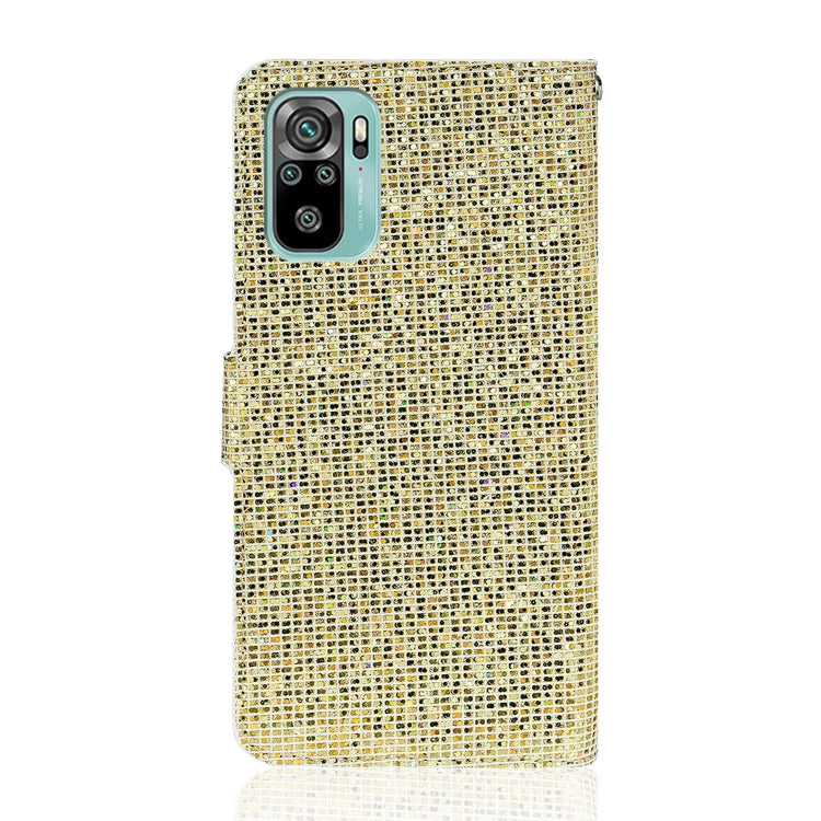 For Xiaomi Redmi Note 10 4G Glitter Powder Horizontal Flip Leather Case with Card Slots & Holder & Lanyard