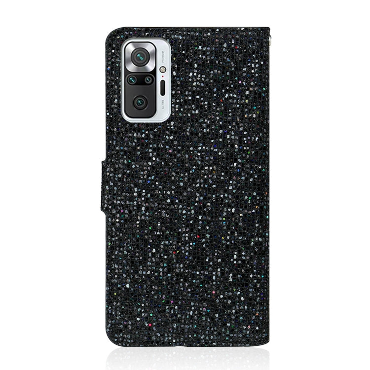 For Xiaomi Redmi Note 10 Pro Glitter Powder Horizontal Flip Leather Case with Card Slots & Holder & Lanyard