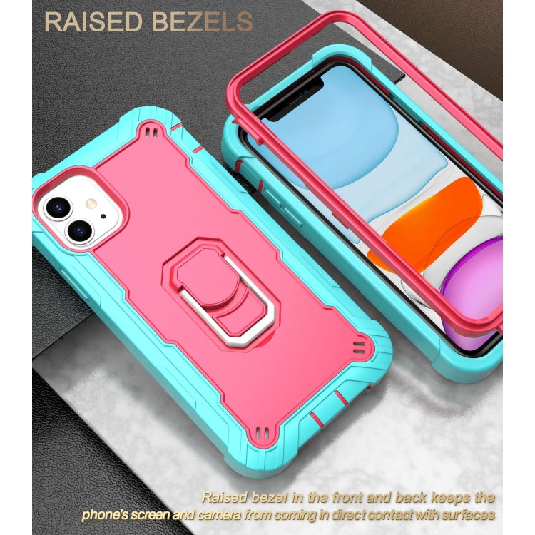 For iPhone 11 PC + Rubber 3-layers Shockproof Protective Case with Rotating Holder