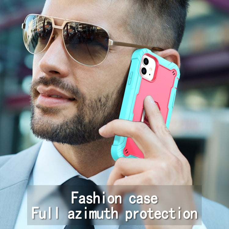 For iPhone 11 PC + Rubber 3-layers Shockproof Protective Case with Rotating Holder