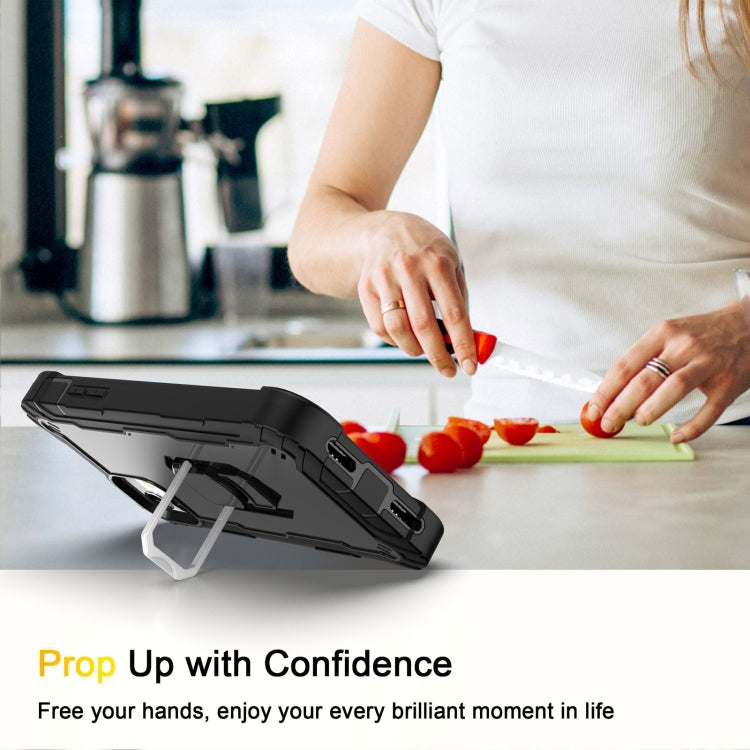 For iPhone 11 PC + Rubber 3-layers Shockproof Protective Case with Rotating Holder