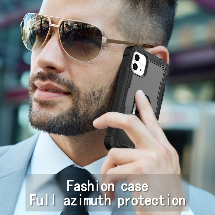 For iPhone 11 PC + Rubber 3-layers Shockproof Protective Case with Rotating Holder