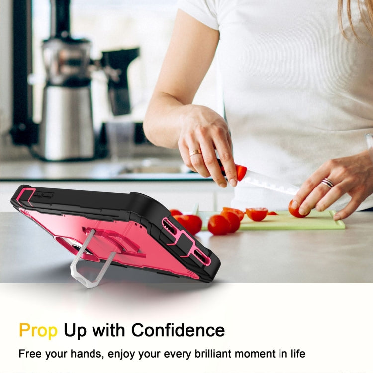 For iPhone 11 PC + Rubber 3-layers Shockproof Protective Case with Rotating Holder