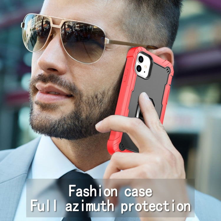 For iPhone 11 PC + Rubber 3-layers Shockproof Protective Case with Rotating Holder