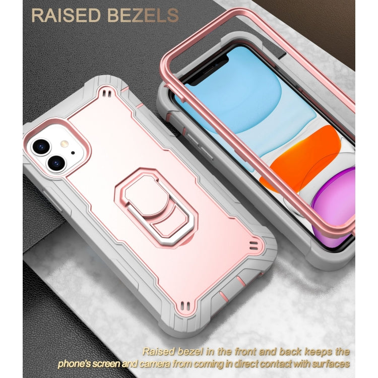 For iPhone 11 PC + Rubber 3-layers Shockproof Protective Case with Rotating Holder