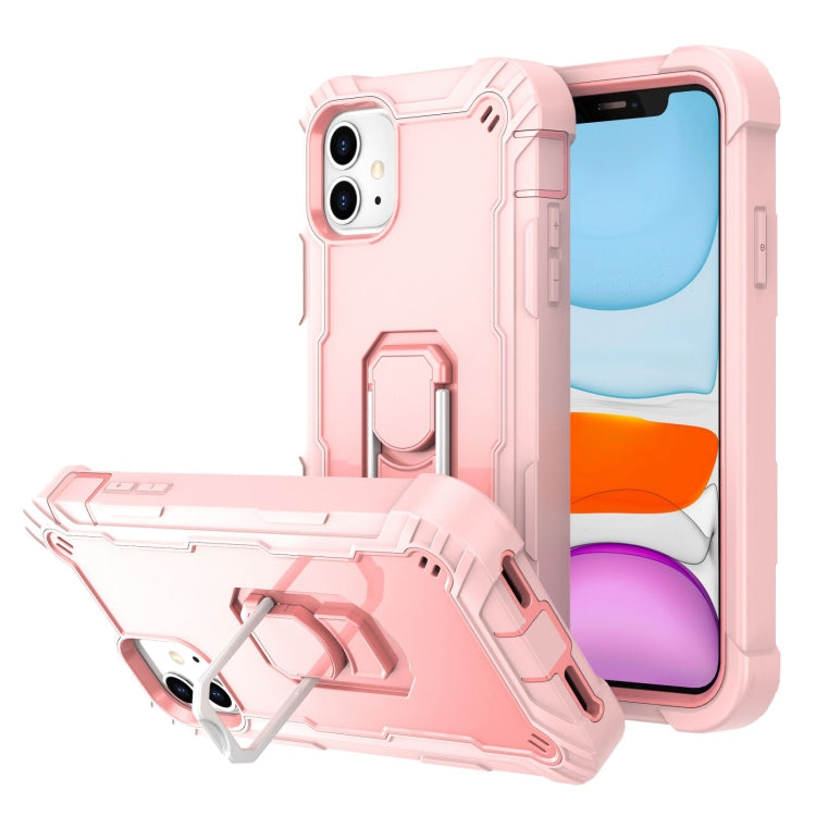For iPhone 11 PC + Rubber 3-layers Shockproof Protective Case with Rotating Holder