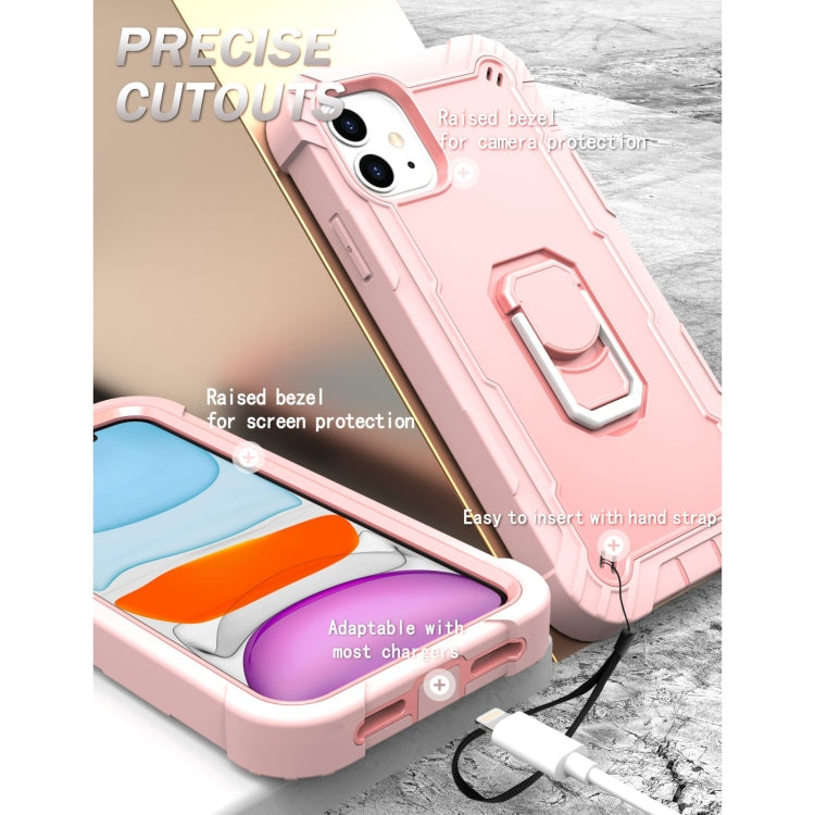 For iPhone 11 PC + Rubber 3-layers Shockproof Protective Case with Rotating Holder