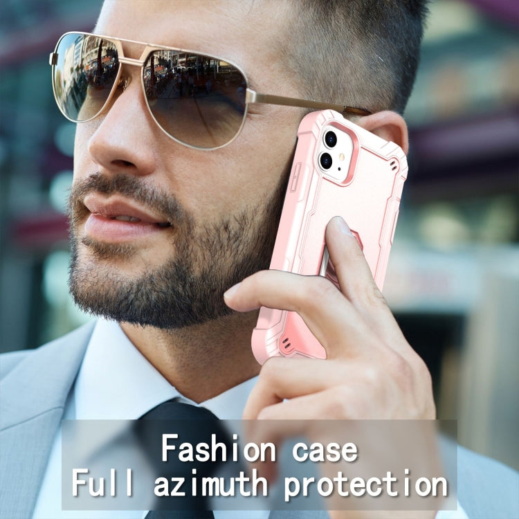 For iPhone 11 PC + Rubber 3-layers Shockproof Protective Case with Rotating Holder