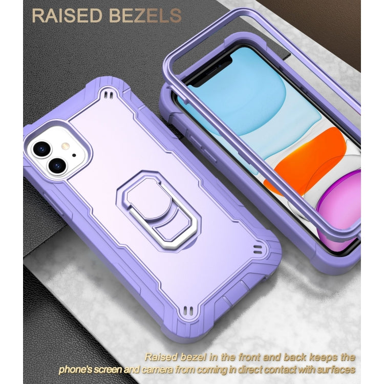 For iPhone 11 PC + Rubber 3-layers Shockproof Protective Case with Rotating Holder