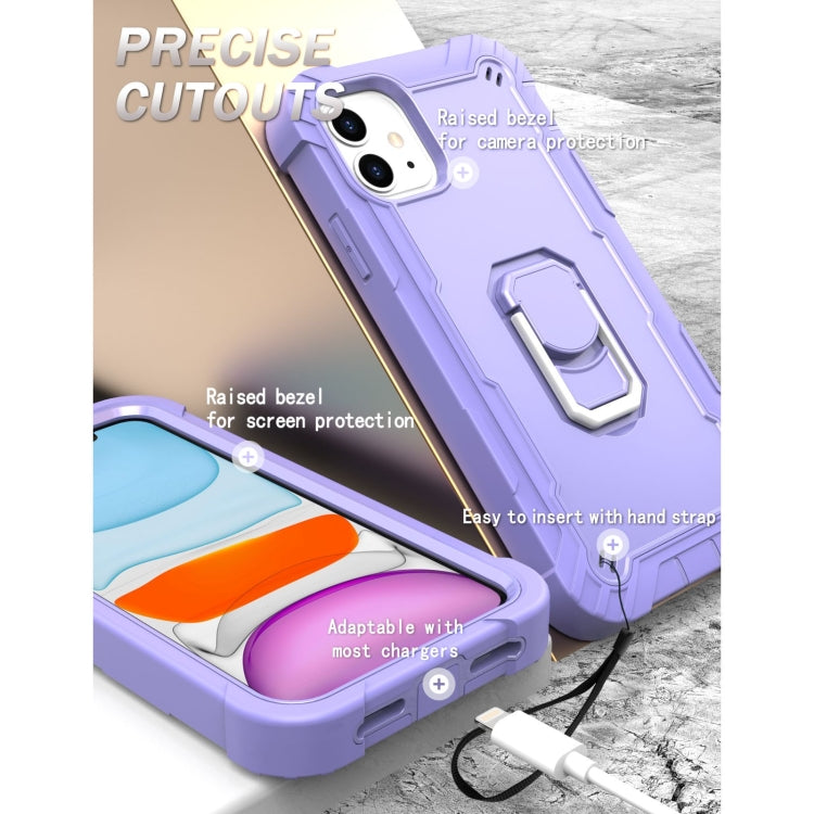 For iPhone 11 PC + Rubber 3-layers Shockproof Protective Case with Rotating Holder