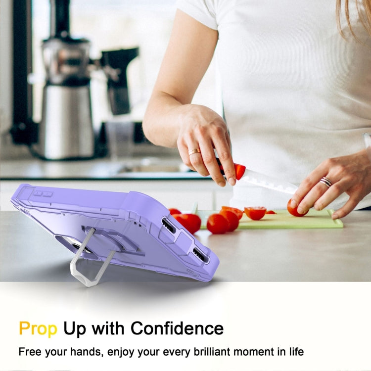 For iPhone 11 PC + Rubber 3-layers Shockproof Protective Case with Rotating Holder