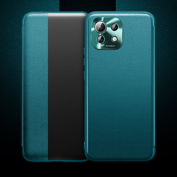 For Xiaomi Mi 11 Lite Magnetic Side Window View Shockproof Horizontal Flip Leather Case