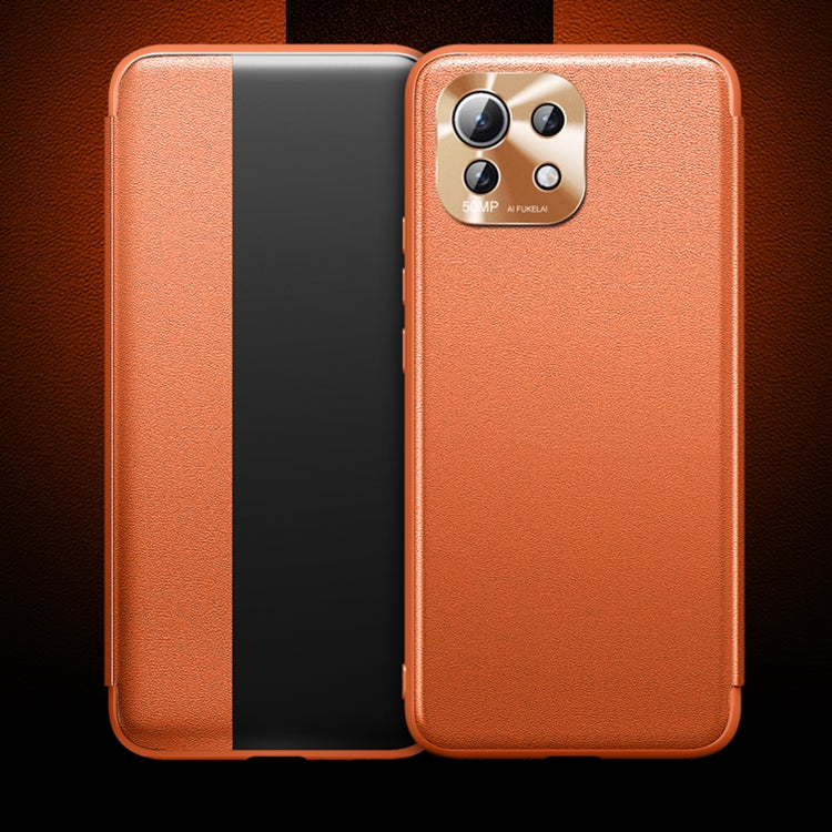 For Xiaomi Mi 11 Lite Magnetic Side Window View Shockproof Horizontal Flip Leather Case