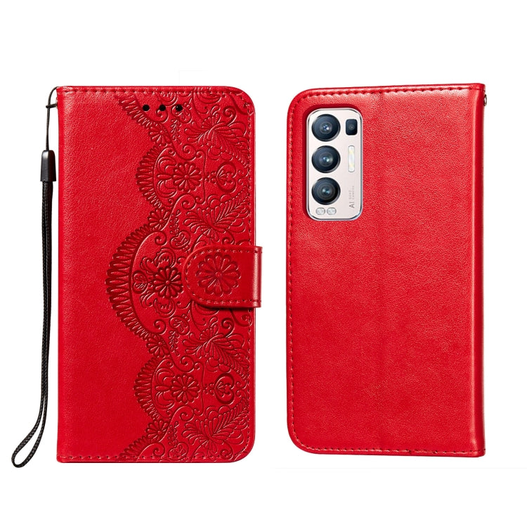 For OPPO Find X3 Neo / Reno5 Pro Plus 5G Flower Vine Embossing Pattern Horizontal Flip Leather Case with Card Slot & Holder & Wallet & Lanyard