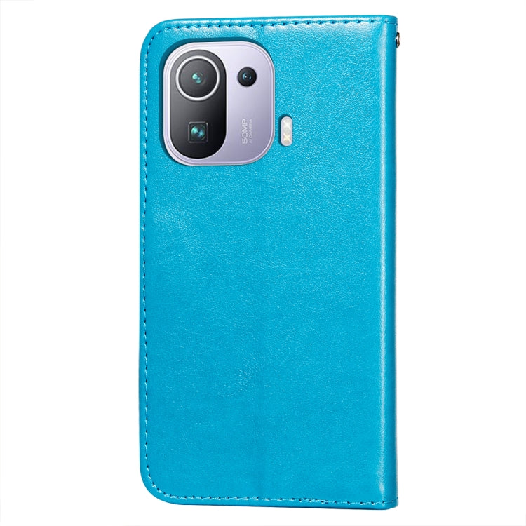 For Xiaomi Mi 11 Pro Flower Vine Embossing Pattern Horizontal Flip Leather Case with Card Slot & Holder & Wallet & Lanyard