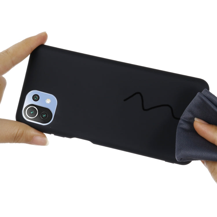 For Xiaomi Mi 11 Lite Solid Color Liquid Silicone Dropproof Full Coverage Protective Case