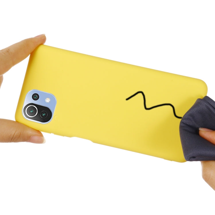 For Xiaomi Mi 11 Lite Solid Color Liquid Silicone Dropproof Full Coverage Protective Case