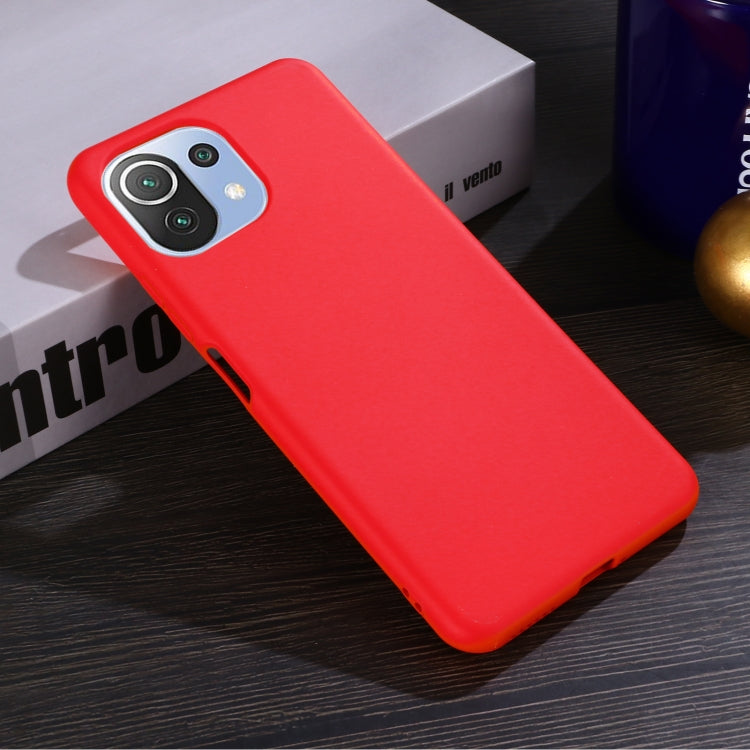 For Xiaomi Mi 11 Lite Solid Color Liquid Silicone Dropproof Full Coverage Protective Case