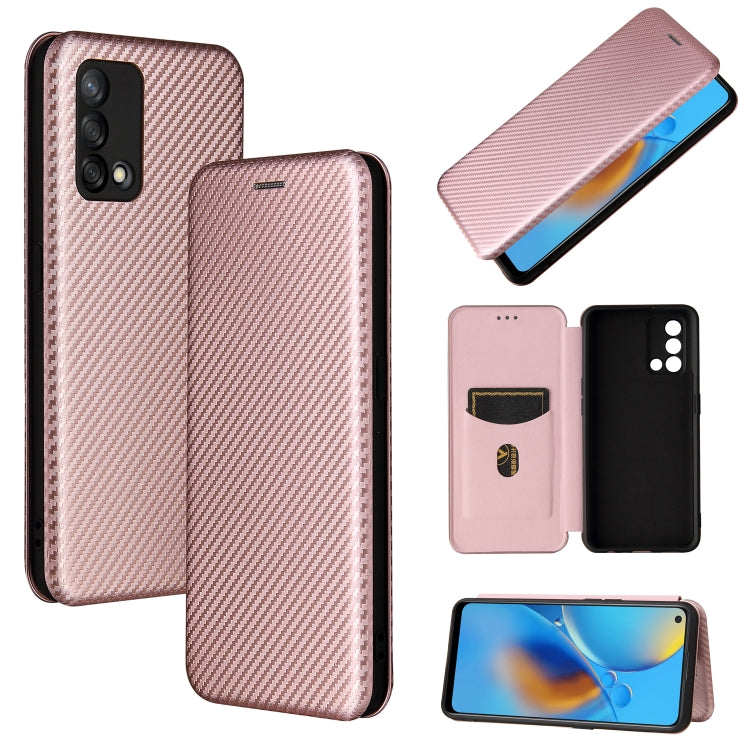 For OPPO F19 / A74 4G Carbon Fiber Texture Horizontal Flip TPU + PC + PU Leather Case with Card Slot