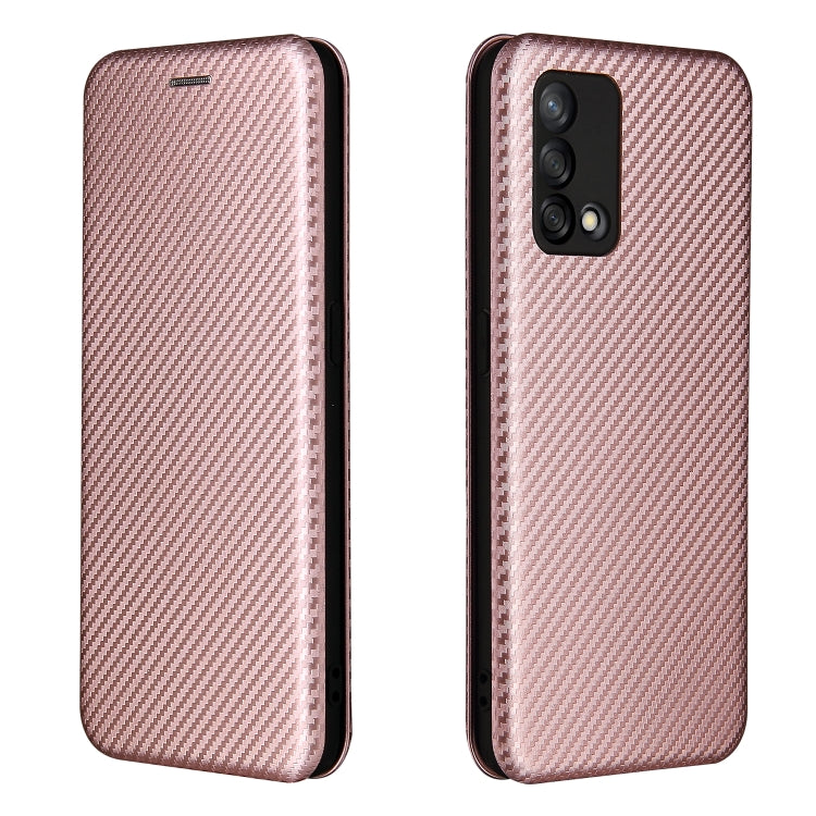 For OPPO F19 / A74 4G Carbon Fiber Texture Horizontal Flip TPU + PC + PU Leather Case with Card Slot