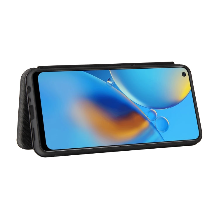 For OPPO F19 / A74 4G Carbon Fiber Texture Horizontal Flip TPU + PC + PU Leather Case with Card Slot