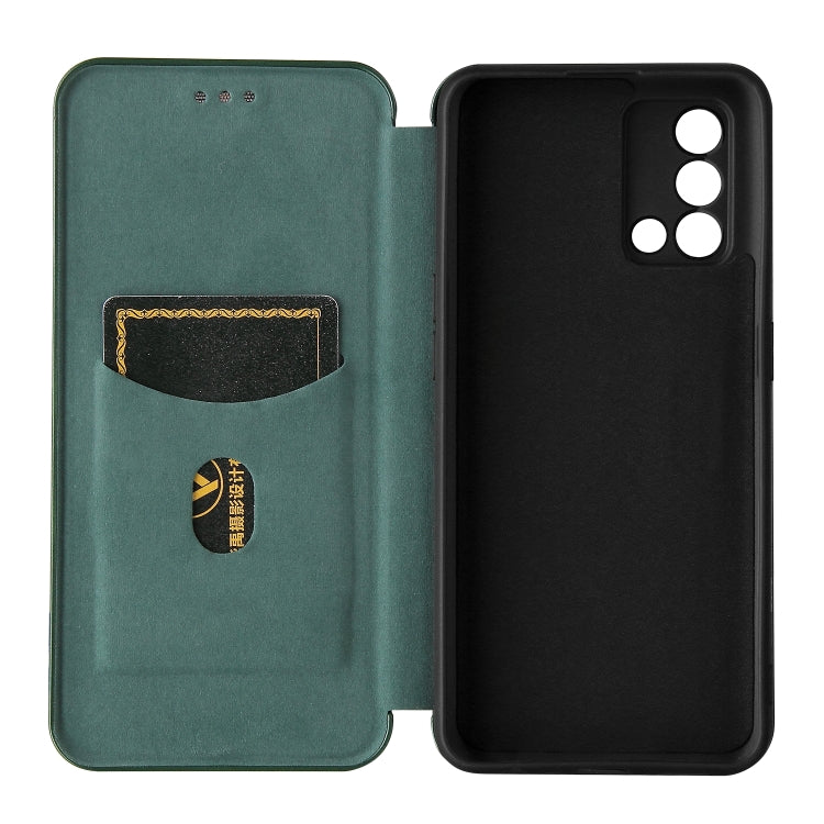 For OPPO F19 / A74 4G Carbon Fiber Texture Horizontal Flip TPU + PC + PU Leather Case with Card Slot