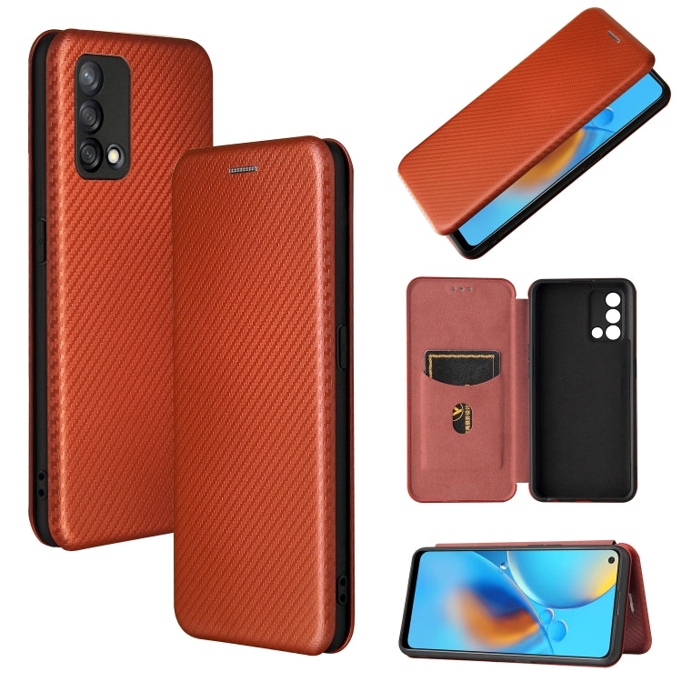 For OPPO F19 / A74 4G Carbon Fiber Texture Horizontal Flip TPU + PC + PU Leather Case with Card Slot