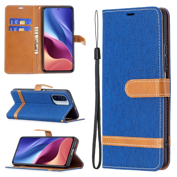 For Xiaomi Mi 11i / Poco F3 / Redmi K40 Color Matching Denim Texture Horizontal Flip Leather Case with Holder & Card Slots & Wallet & Lanyard