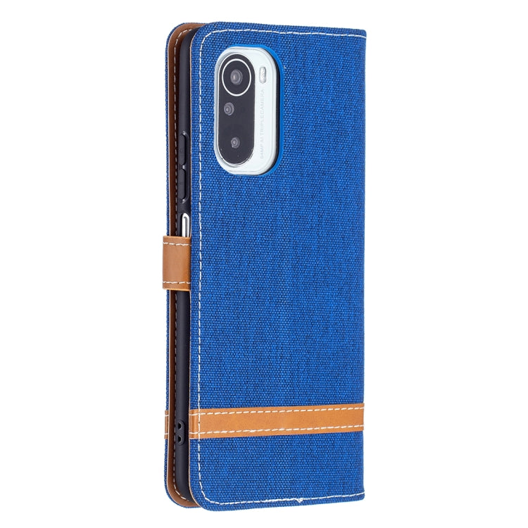 For Xiaomi Mi 11i / Poco F3 / Redmi K40 Color Matching Denim Texture Horizontal Flip Leather Case with Holder & Card Slots & Wallet & Lanyard