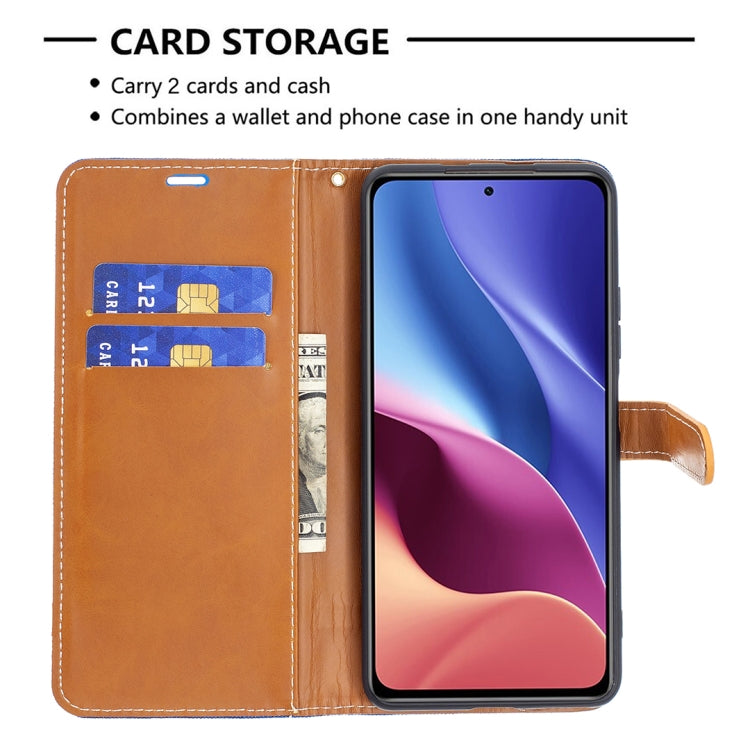 For Xiaomi Mi 11i / Poco F3 / Redmi K40 Color Matching Denim Texture Horizontal Flip Leather Case with Holder & Card Slots & Wallet & Lanyard