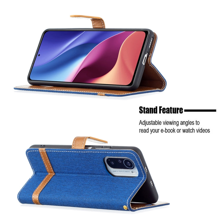 For Xiaomi Mi 11i / Poco F3 / Redmi K40 Color Matching Denim Texture Horizontal Flip Leather Case with Holder & Card Slots & Wallet & Lanyard