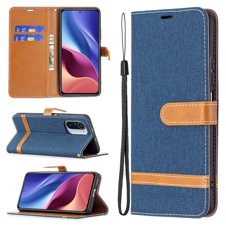 For Xiaomi Mi 11i / Poco F3 / Redmi K40 Color Matching Denim Texture Horizontal Flip Leather Case with Holder & Card Slots & Wallet & Lanyard