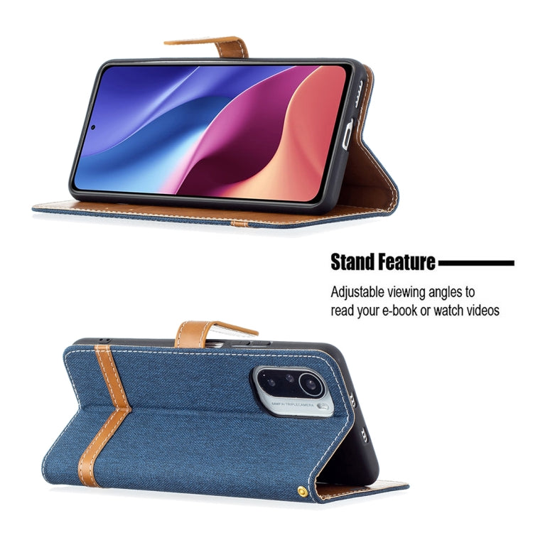 For Xiaomi Mi 11i / Poco F3 / Redmi K40 Color Matching Denim Texture Horizontal Flip Leather Case with Holder & Card Slots & Wallet & Lanyard