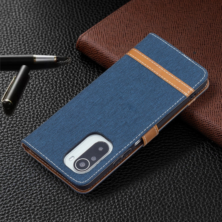For Xiaomi Mi 11i / Poco F3 / Redmi K40 Color Matching Denim Texture Horizontal Flip Leather Case with Holder & Card Slots & Wallet & Lanyard