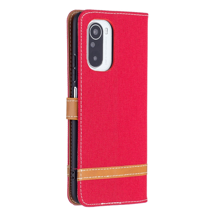 For Xiaomi Mi 11i / Poco F3 / Redmi K40 Color Matching Denim Texture Horizontal Flip Leather Case with Holder & Card Slots & Wallet & Lanyard