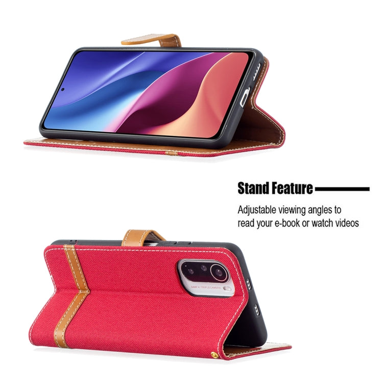 For Xiaomi Mi 11i / Poco F3 / Redmi K40 Color Matching Denim Texture Horizontal Flip Leather Case with Holder & Card Slots & Wallet & Lanyard