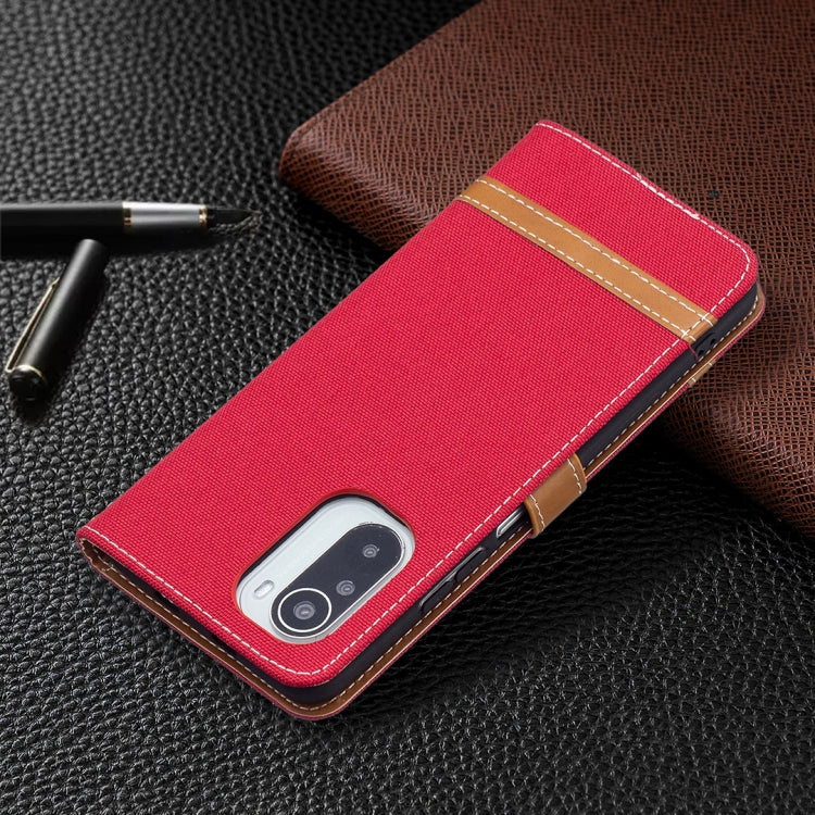 For Xiaomi Mi 11i / Poco F3 / Redmi K40 Color Matching Denim Texture Horizontal Flip Leather Case with Holder & Card Slots & Wallet & Lanyard