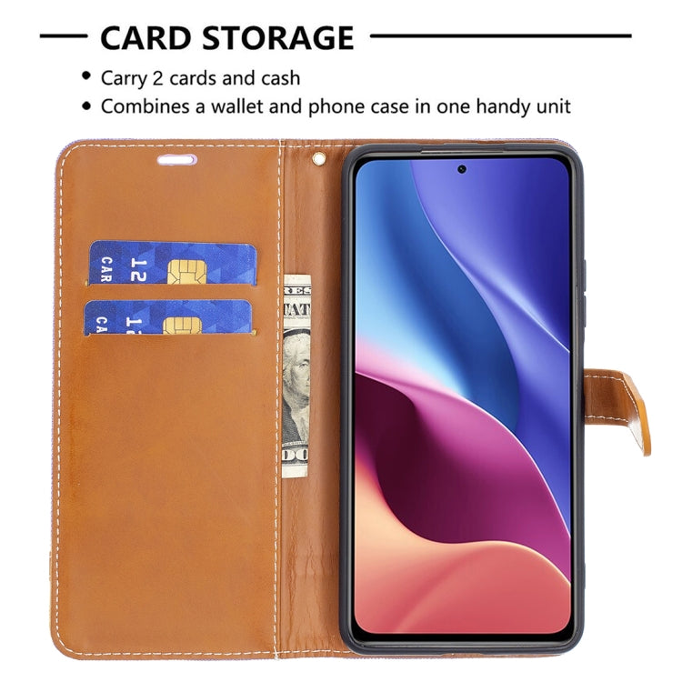 For Xiaomi Mi 11i / Poco F3 / Redmi K40 Color Matching Denim Texture Horizontal Flip Leather Case with Holder & Card Slots & Wallet & Lanyard