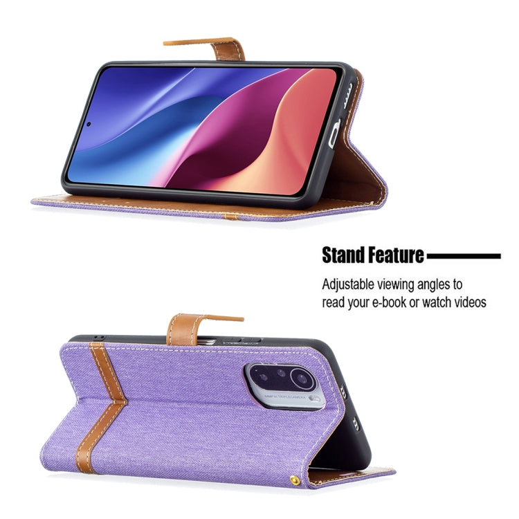 For Xiaomi Mi 11i / Poco F3 / Redmi K40 Color Matching Denim Texture Horizontal Flip Leather Case with Holder & Card Slots & Wallet & Lanyard