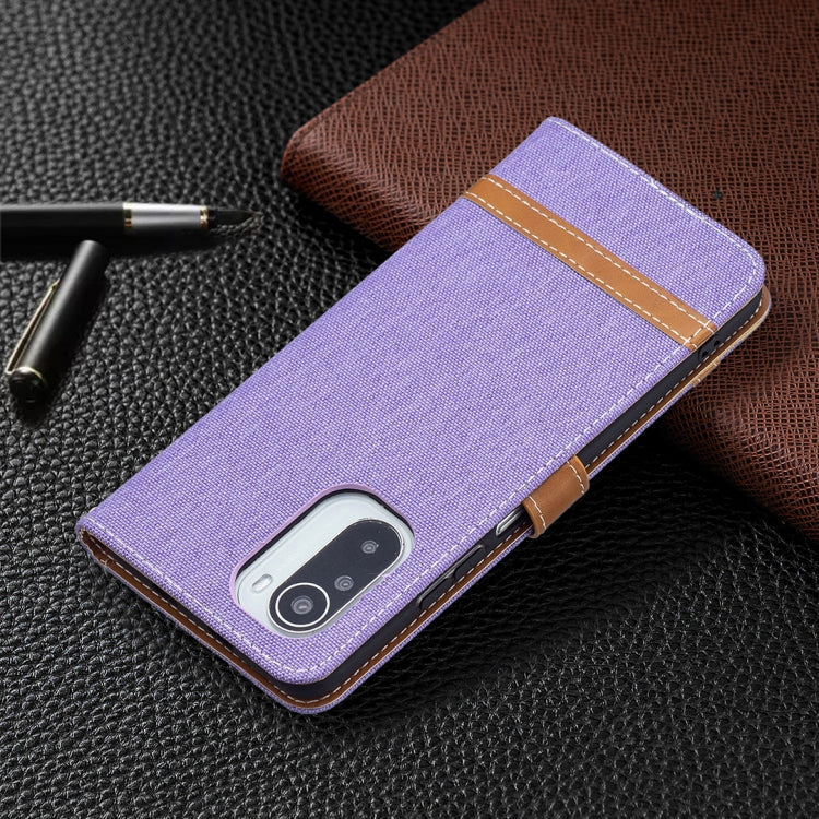 For Xiaomi Mi 11i / Poco F3 / Redmi K40 Color Matching Denim Texture Horizontal Flip Leather Case with Holder & Card Slots & Wallet & Lanyard